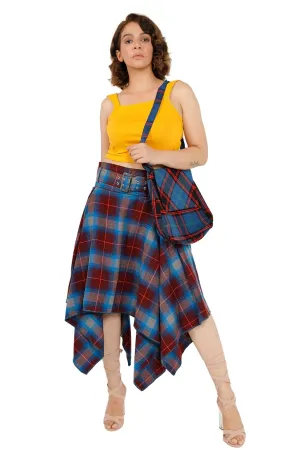 Highland Belted Pleated Plaid Layered Skirt