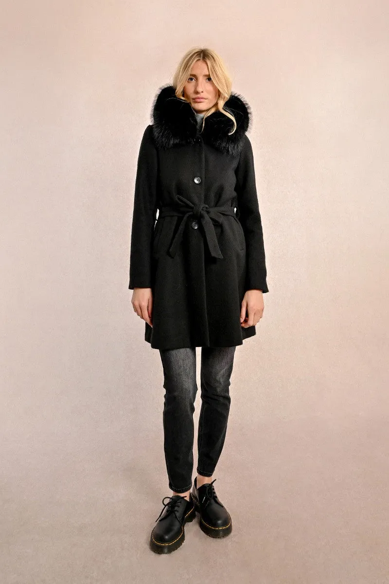 HOODED FAUX FUR COAT