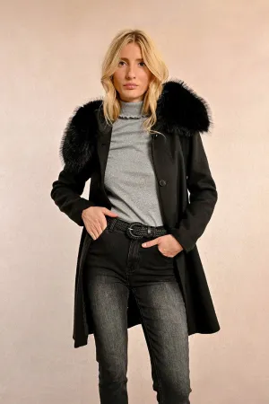 HOODED FAUX FUR COAT