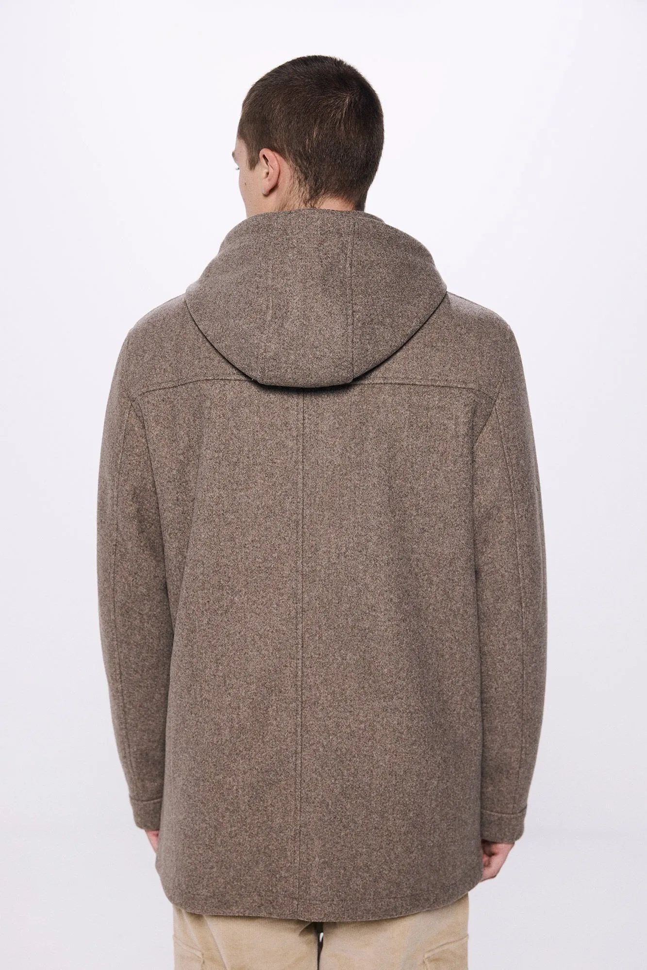 Hooded Faux Wool Parka - Sand