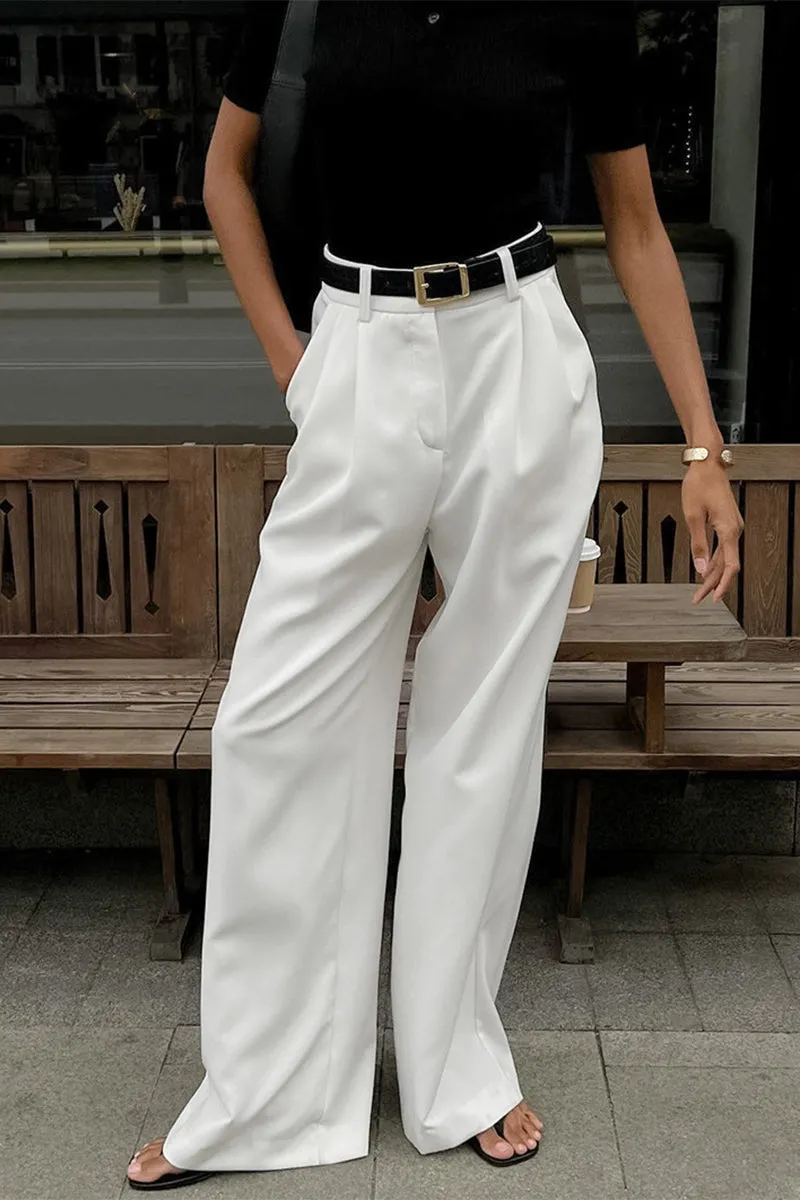 HPP1218 Solid Wide-Legged Pants