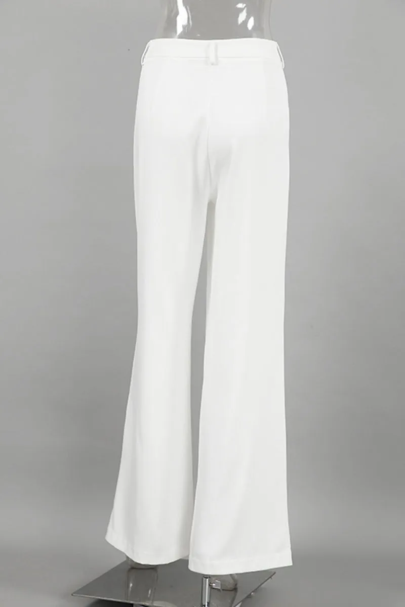 HPP1218 Solid Wide-Legged Pants
