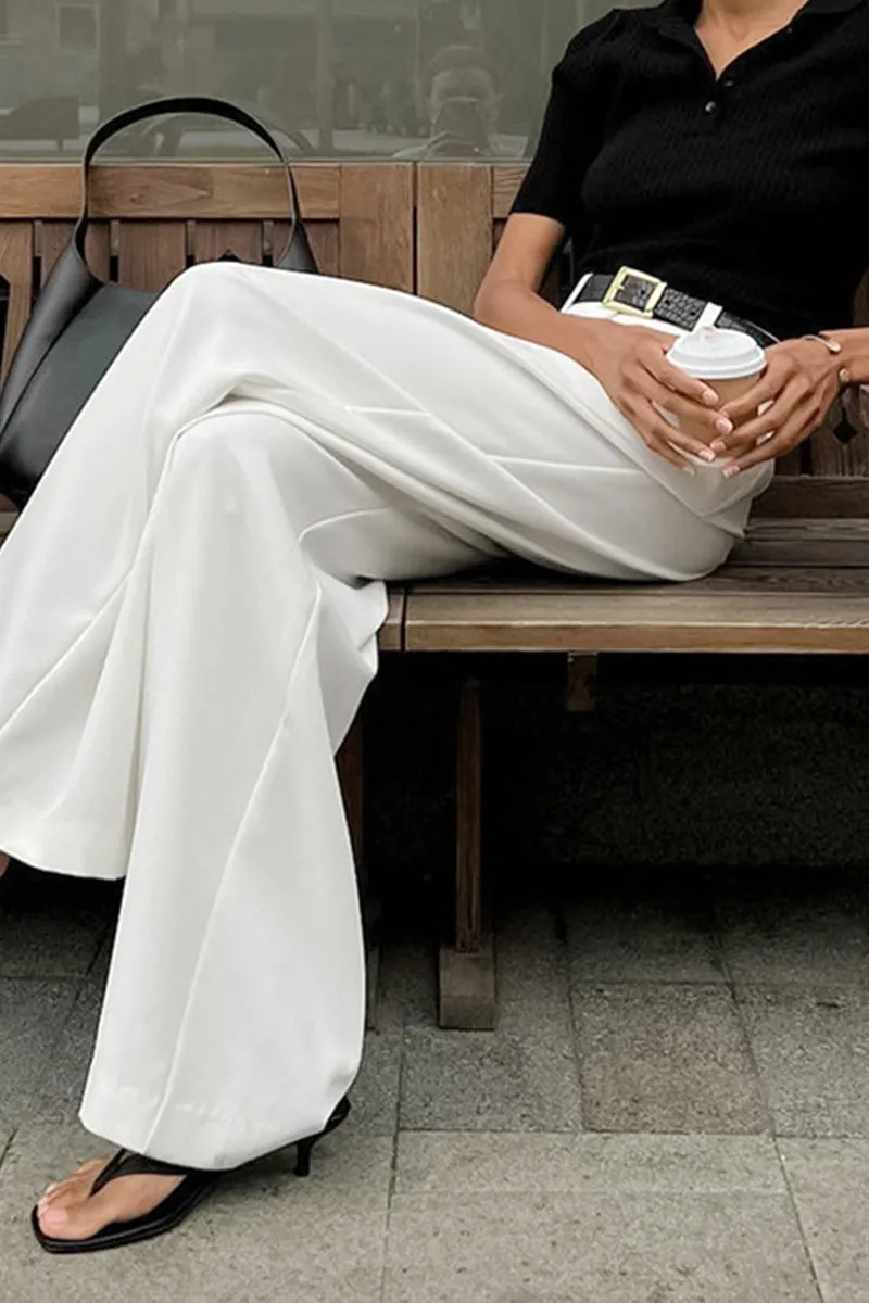 HPP1218 Solid Wide-Legged Pants