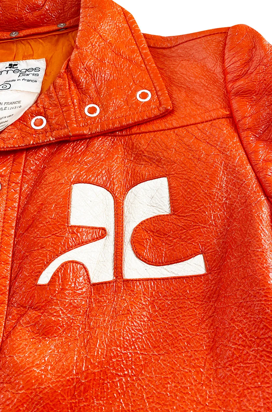 Iconic 1960s Andres Courreges Bright Orange  & White Vinyl Coat or Dress