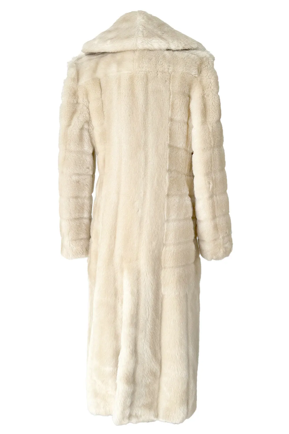 Iconic Fall 1996 Gucci by Tom Ford Runway Look 29 Menswear Inspired Ivory Faux Fur Coat w