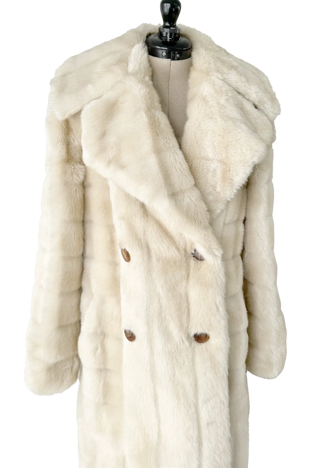 Iconic Fall 1996 Gucci by Tom Ford Runway Look 29 Menswear Inspired Ivory Faux Fur Coat w