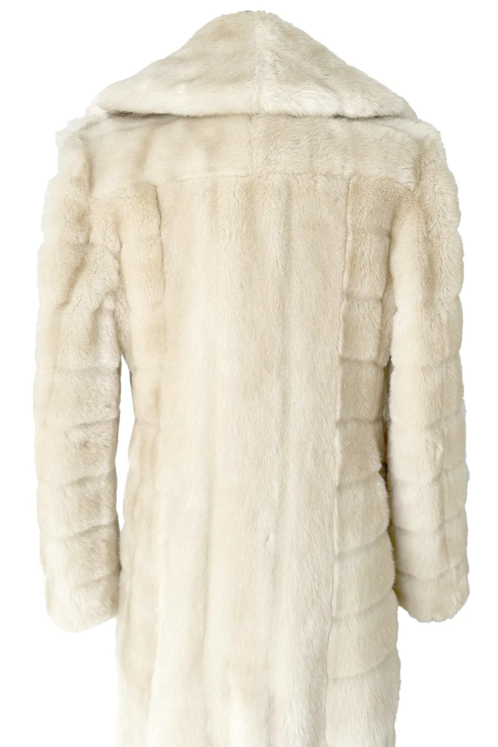 Iconic Fall 1996 Gucci by Tom Ford Runway Look 29 Menswear Inspired Ivory Faux Fur Coat w