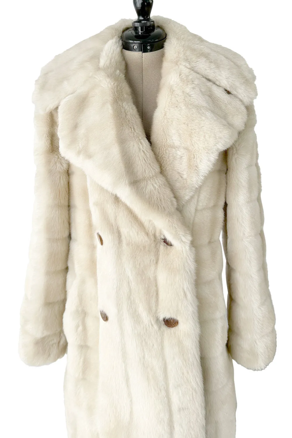 Iconic Fall 1996 Gucci by Tom Ford Runway Look 29 Menswear Inspired Ivory Faux Fur Coat w