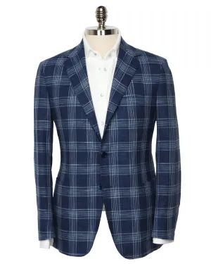 Indigo Blue and White Plaid Sportcoat