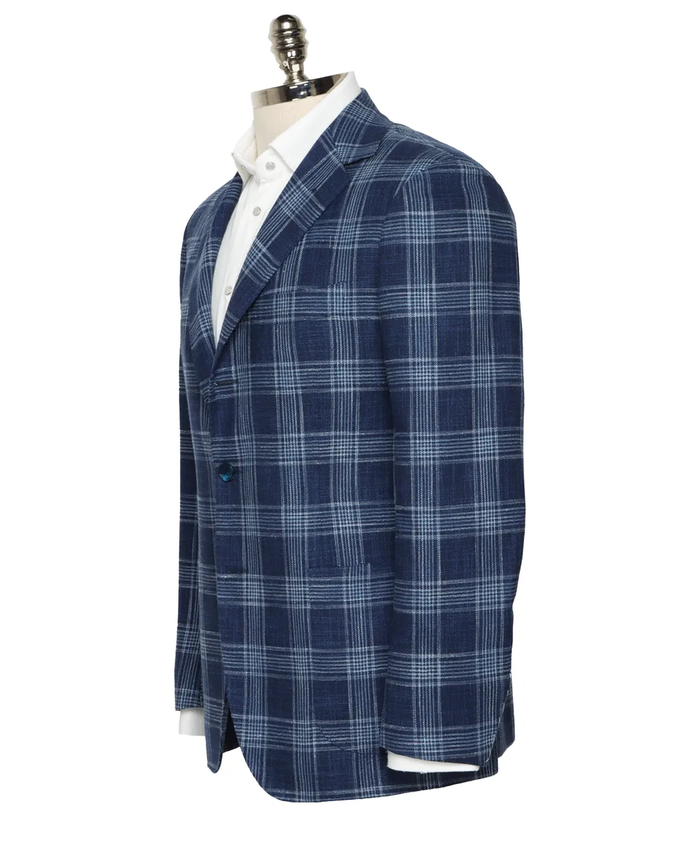 Indigo Blue and White Plaid Sportcoat