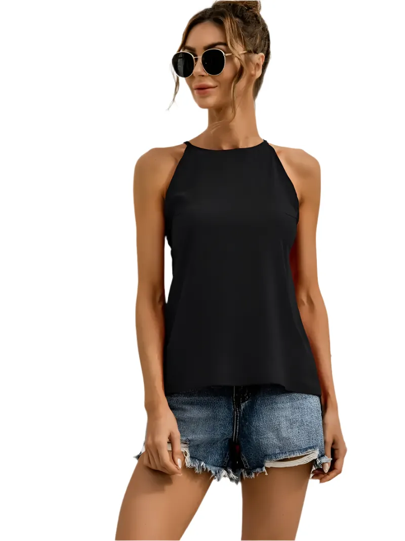 Isabella – Asymmetrical Women's Halter Top in Solid Color