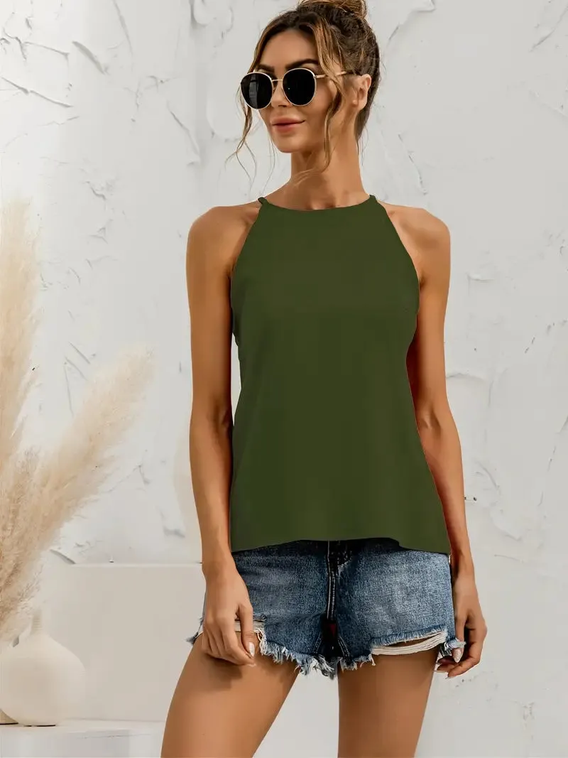 Isabella – Asymmetrical Women's Halter Top in Solid Color