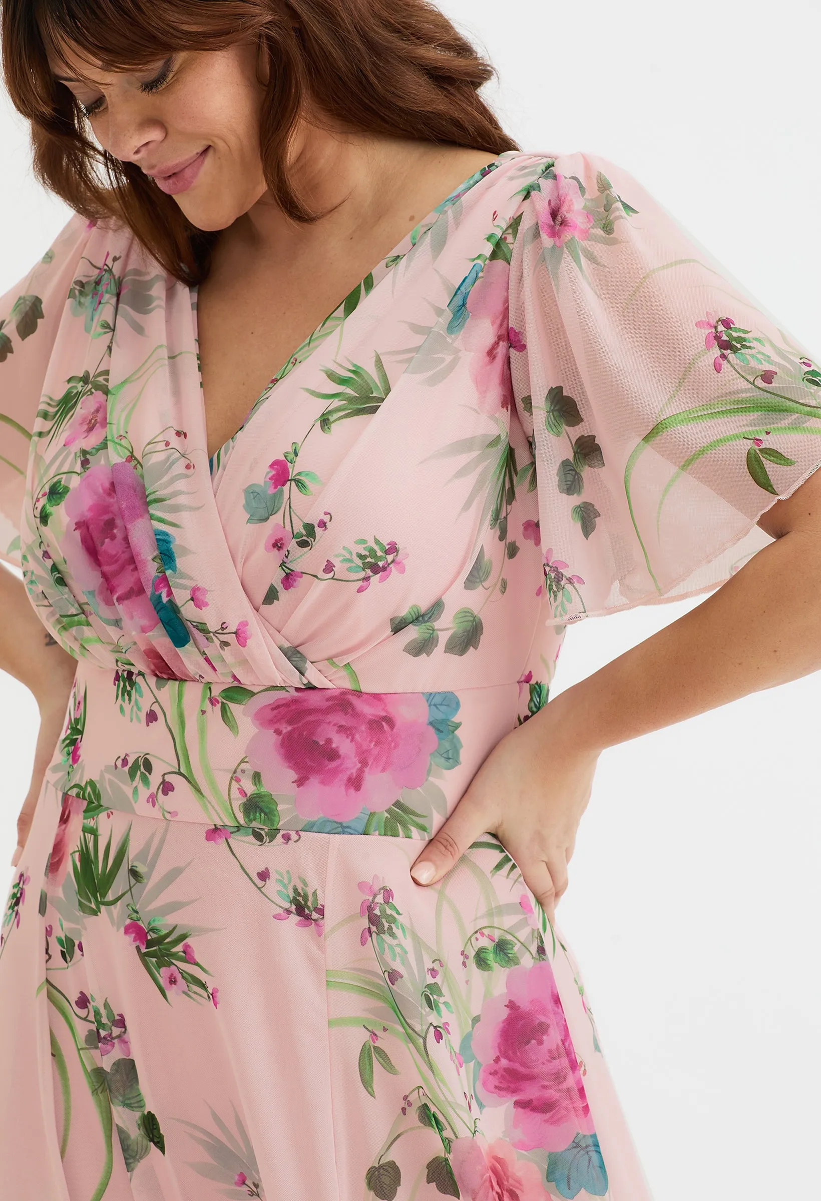 Isabelle Curve  Angel Sleeve Maxi Dress