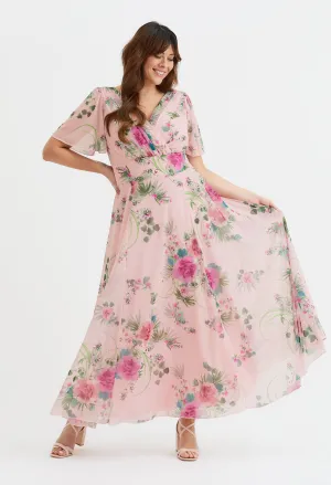 Isabelle Curve  Angel Sleeve Maxi Dress