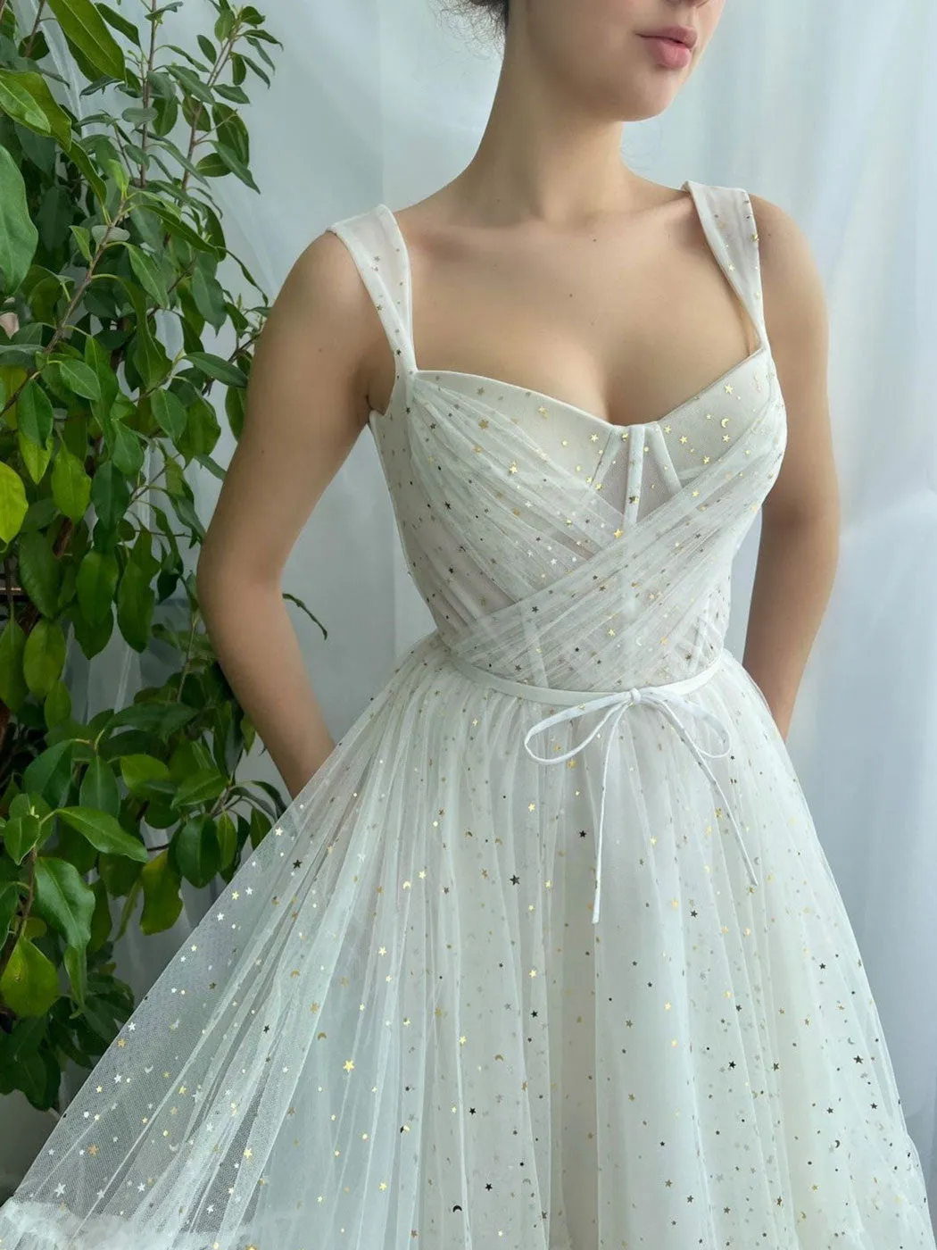 ivory sweetheart neck tea length prom dress ivory formal dress