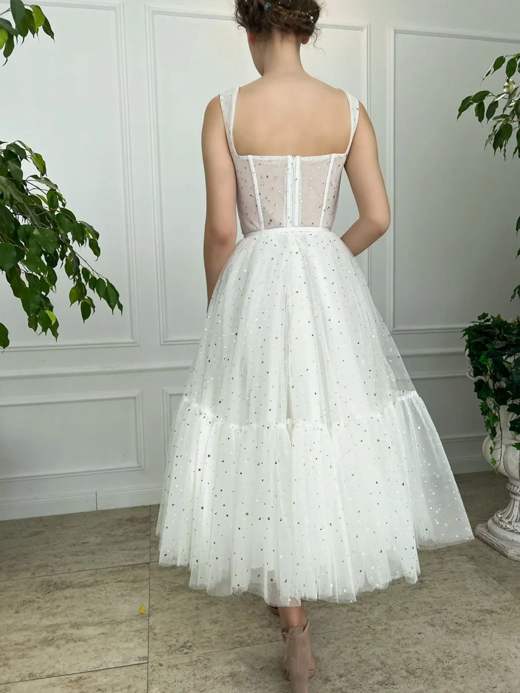 ivory sweetheart neck tea length prom dress ivory formal dress