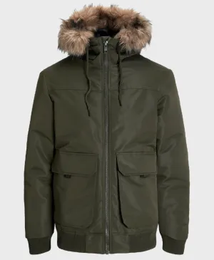 Jack Jones Construct Faux Fur Bomber Rosin