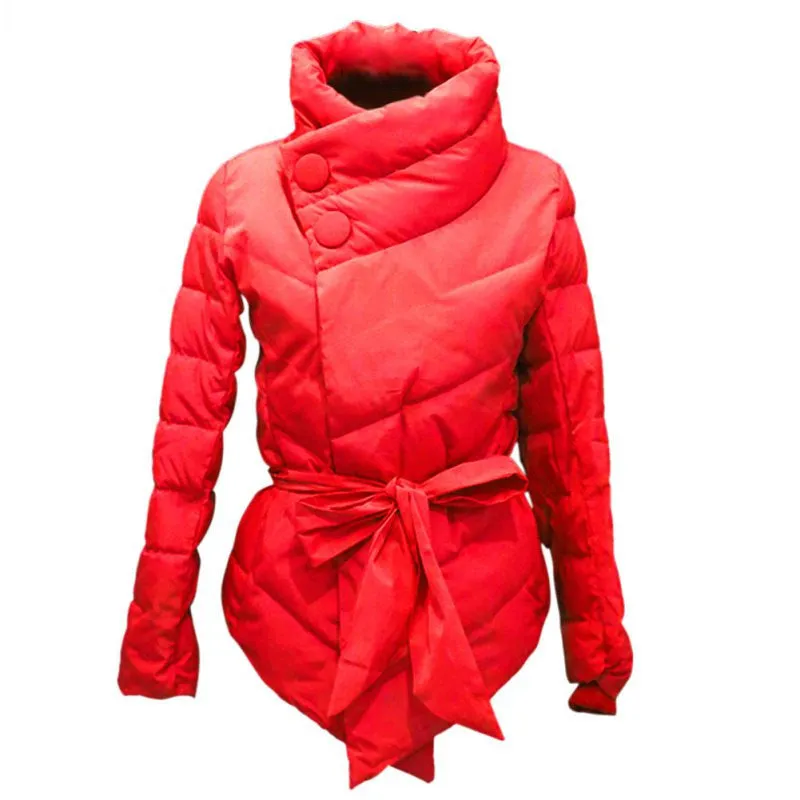 Jacket women Cotton down coat high collar with belt parkas for women colors warm outerwear coats 6027