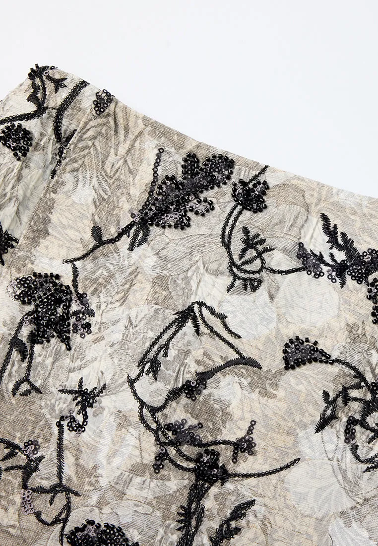 Jacquard Embroidery-&-sequin-detail Skirt