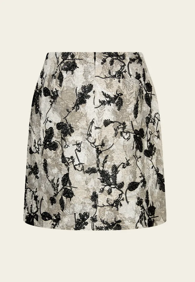 Jacquard Embroidery-&-sequin-detail Skirt