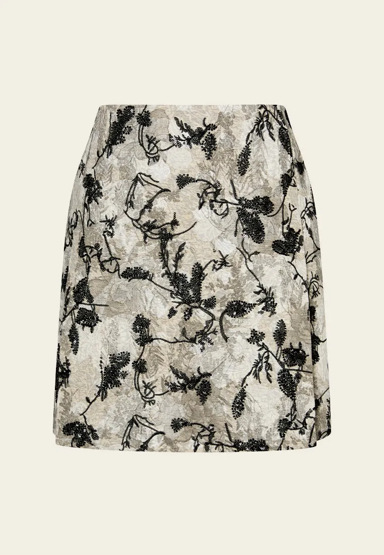 Jacquard Embroidery-&-sequin-detail Skirt