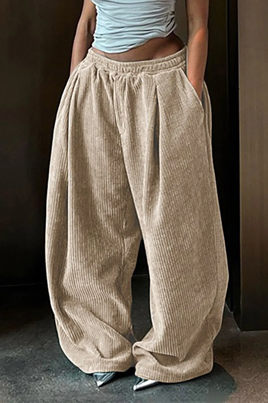 Jemma - Chic Pleated Elegance Woman's Wide Leg Pants