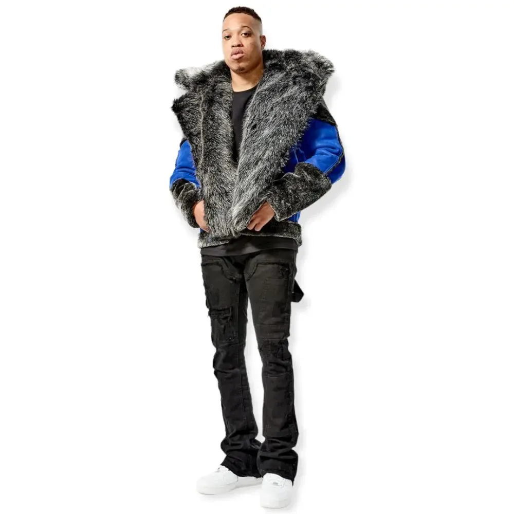 Jordan Craig Men EL Jefe Shearling Moto Jacket (Racer Blue)