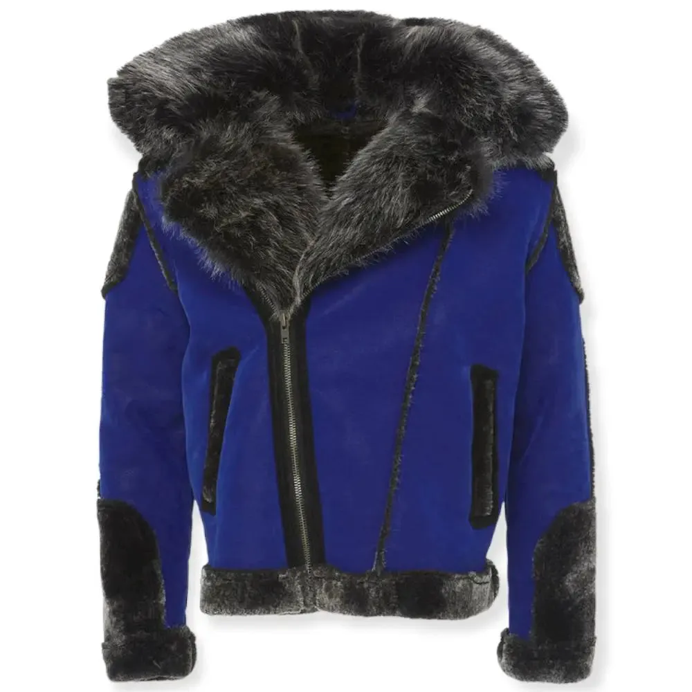 Jordan Craig Men EL Jefe Shearling Moto Jacket (Racer Blue)