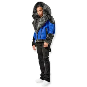 Jordan Craig Men EL Jefe Shearling Moto Jacket (Racer Blue)