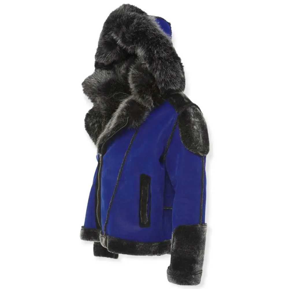 Jordan Craig Men EL Jefe Shearling Moto Jacket (Racer Blue)