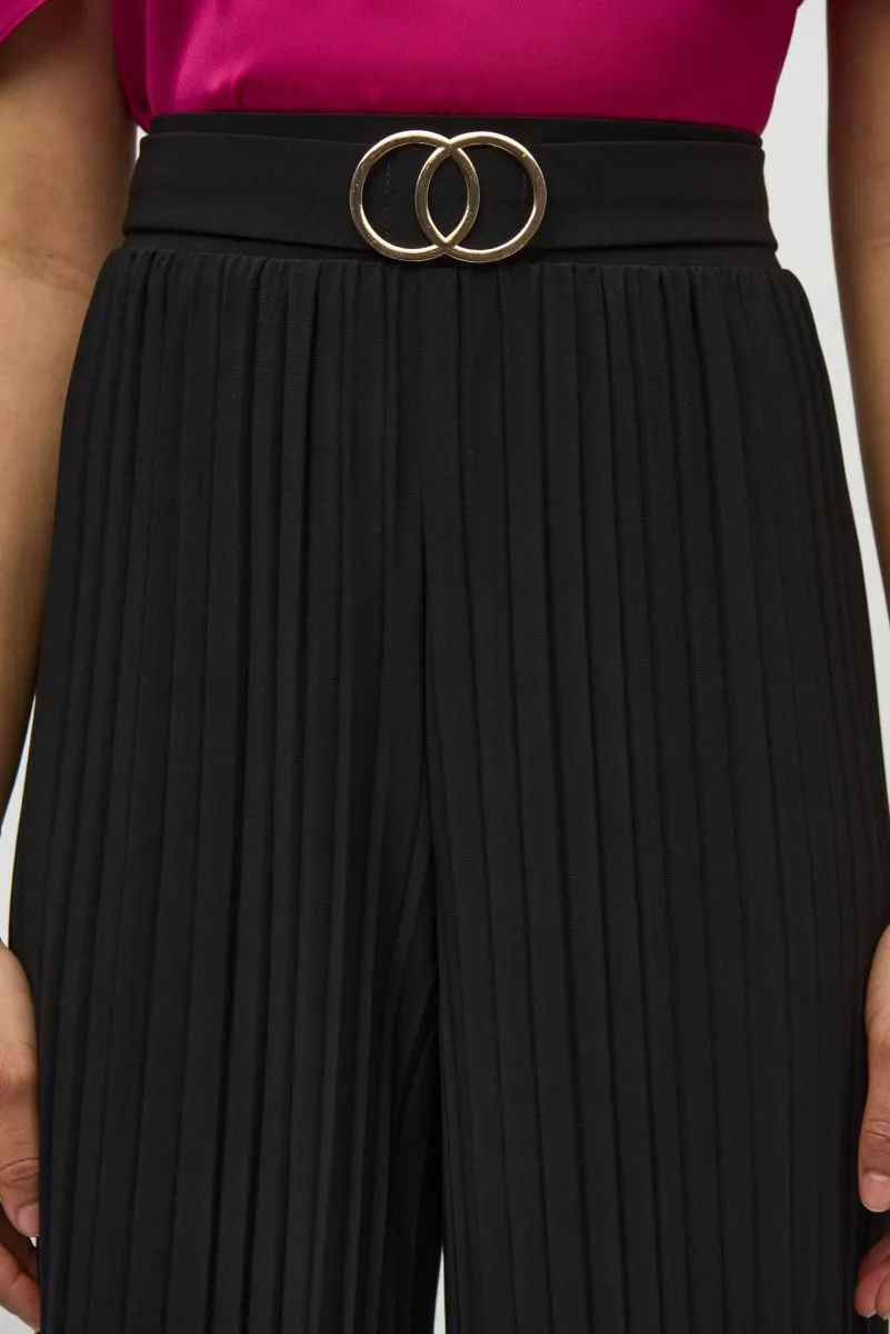 Joseph Ribkoff Black Pleated Pull On Wide-Leg Pants 244169