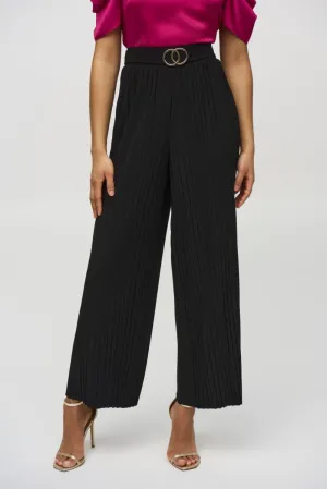 Joseph Ribkoff Black Pleated Pull On Wide-Leg Pants 244169