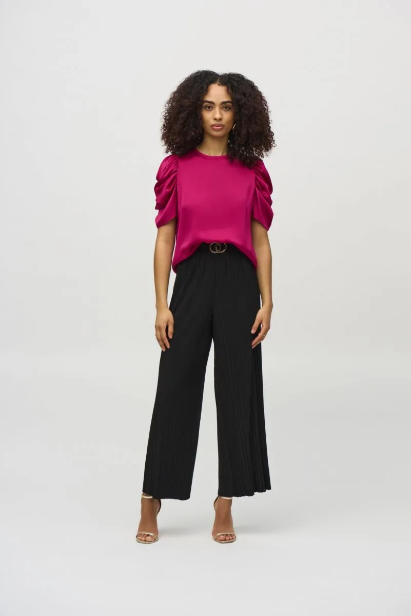 Joseph Ribkoff Black Pleated Pull On Wide-Leg Pants 244169
