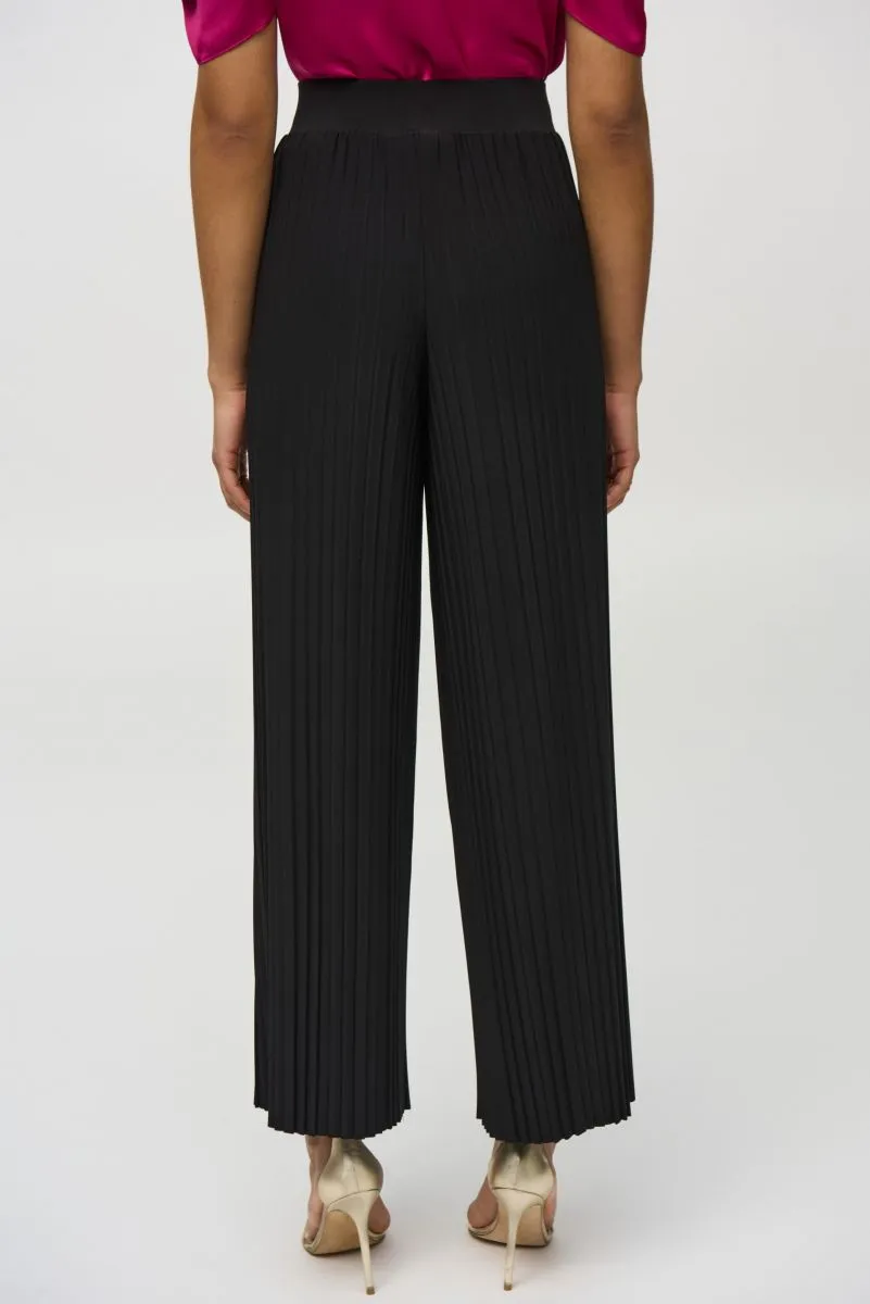 Joseph Ribkoff Black Pleated Pull On Wide-Leg Pants 244169