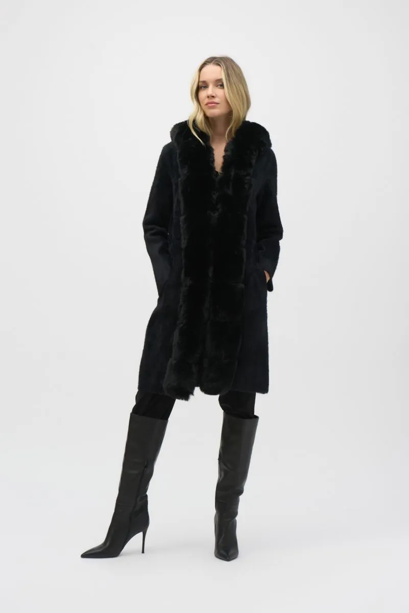 Joseph Ribkoff Detachable Faux Fur Trim Hooded Coat 244929