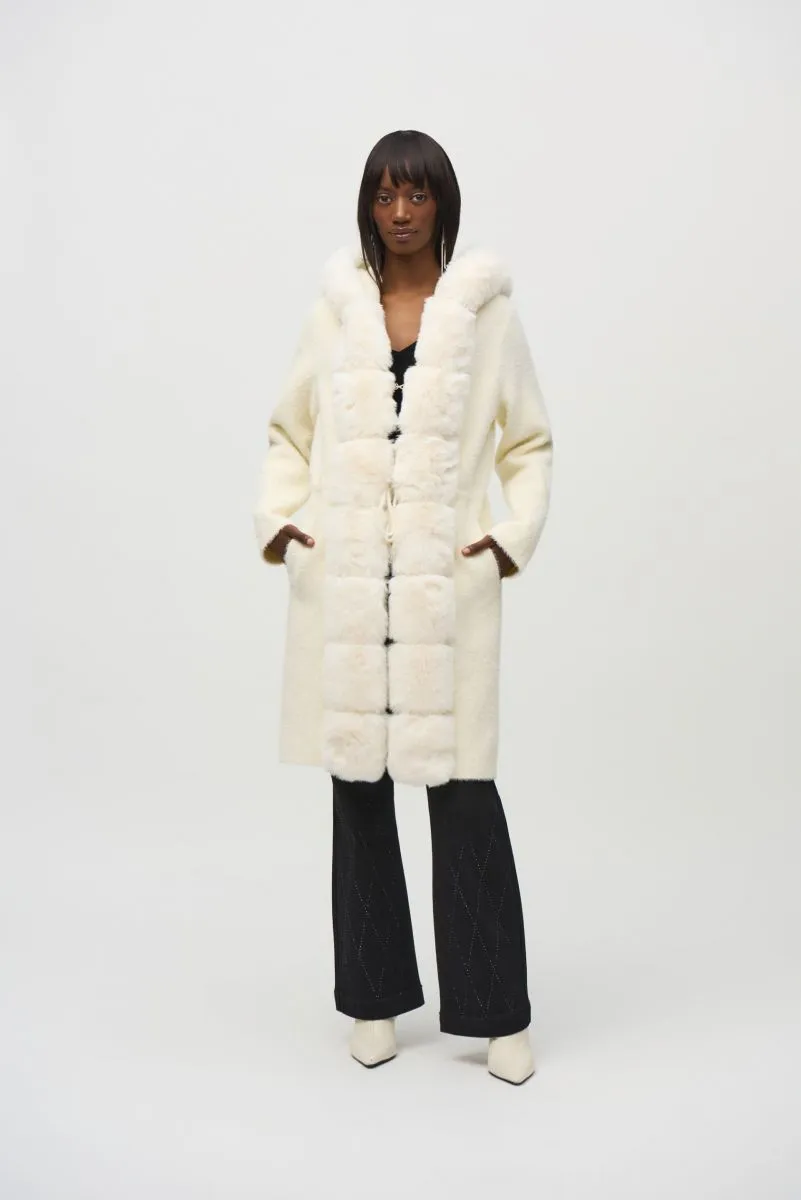 Joseph Ribkoff Detachable Faux Fur Trim Hooded Coat 244929