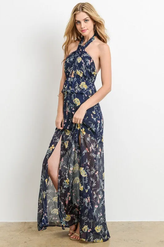Julia Floral Halter Maxi