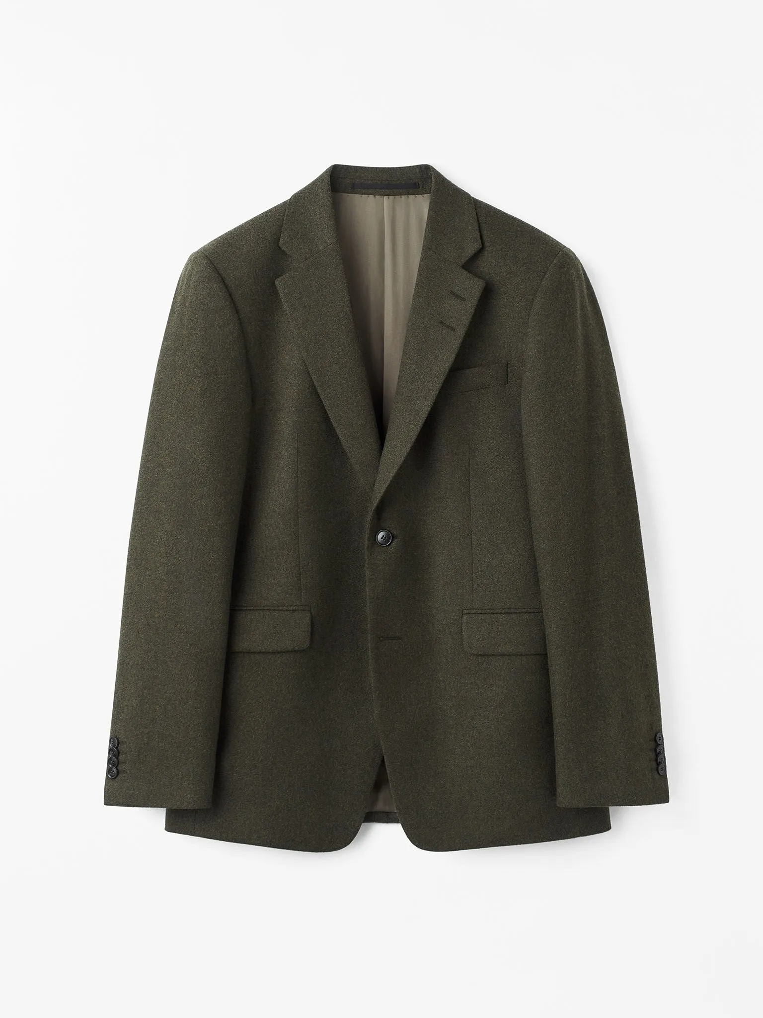 Justin Brushed Wool Suit in Dark Green