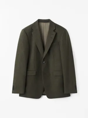 Justin Brushed Wool Suit in Dark Green