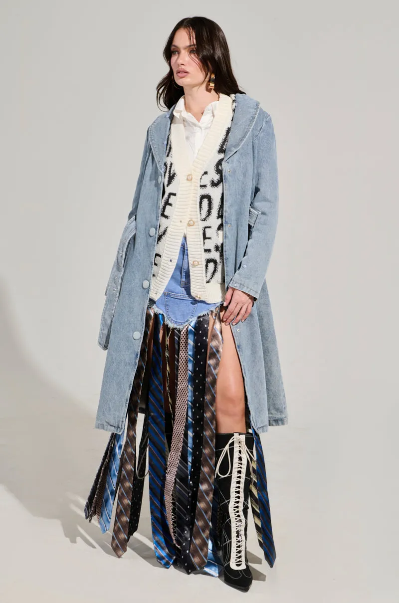 KAYA FUR TRIM TRENCH IN DENIM
