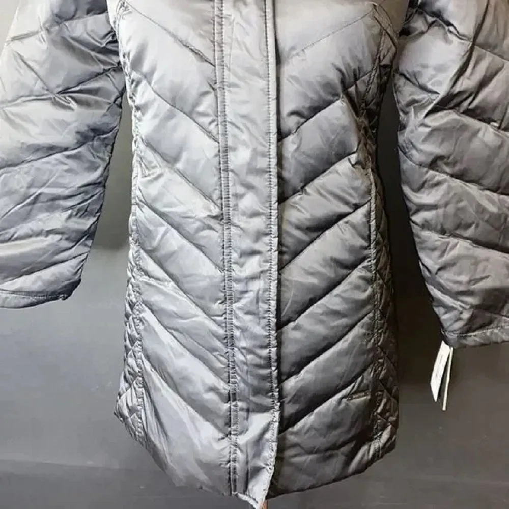 Kenneth Cole Black Petite Faux-Fur-Trim Hooded Puffer Coat, PXS