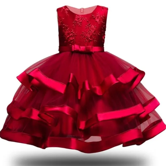 Kids Elegant Pearl Cake Princess Dress Girls Dresses For Wedding Evening Party Embroidery Flower Girl Dress Girl Clothes