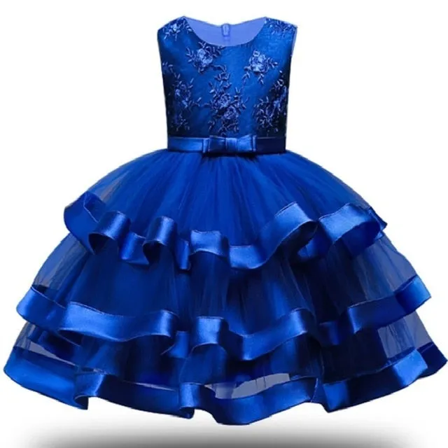 Kids Elegant Pearl Cake Princess Dress Girls Dresses For Wedding Evening Party Embroidery Flower Girl Dress Girl Clothes