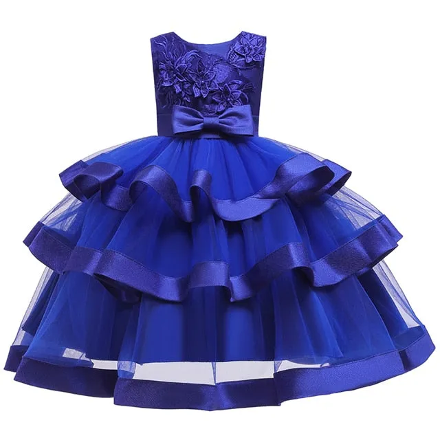 Kids Elegant Pearl Cake Princess Dress Girls Dresses For Wedding Evening Party Embroidery Flower Girl Dress Girl Clothes
