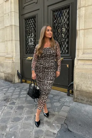 KiraIC Mesh Kjole - Leopardprint