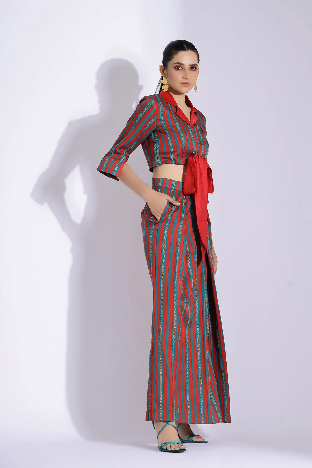 Knot Shirt And Pleated Pants