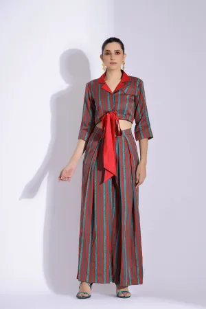 Knot Shirt And Pleated Pants