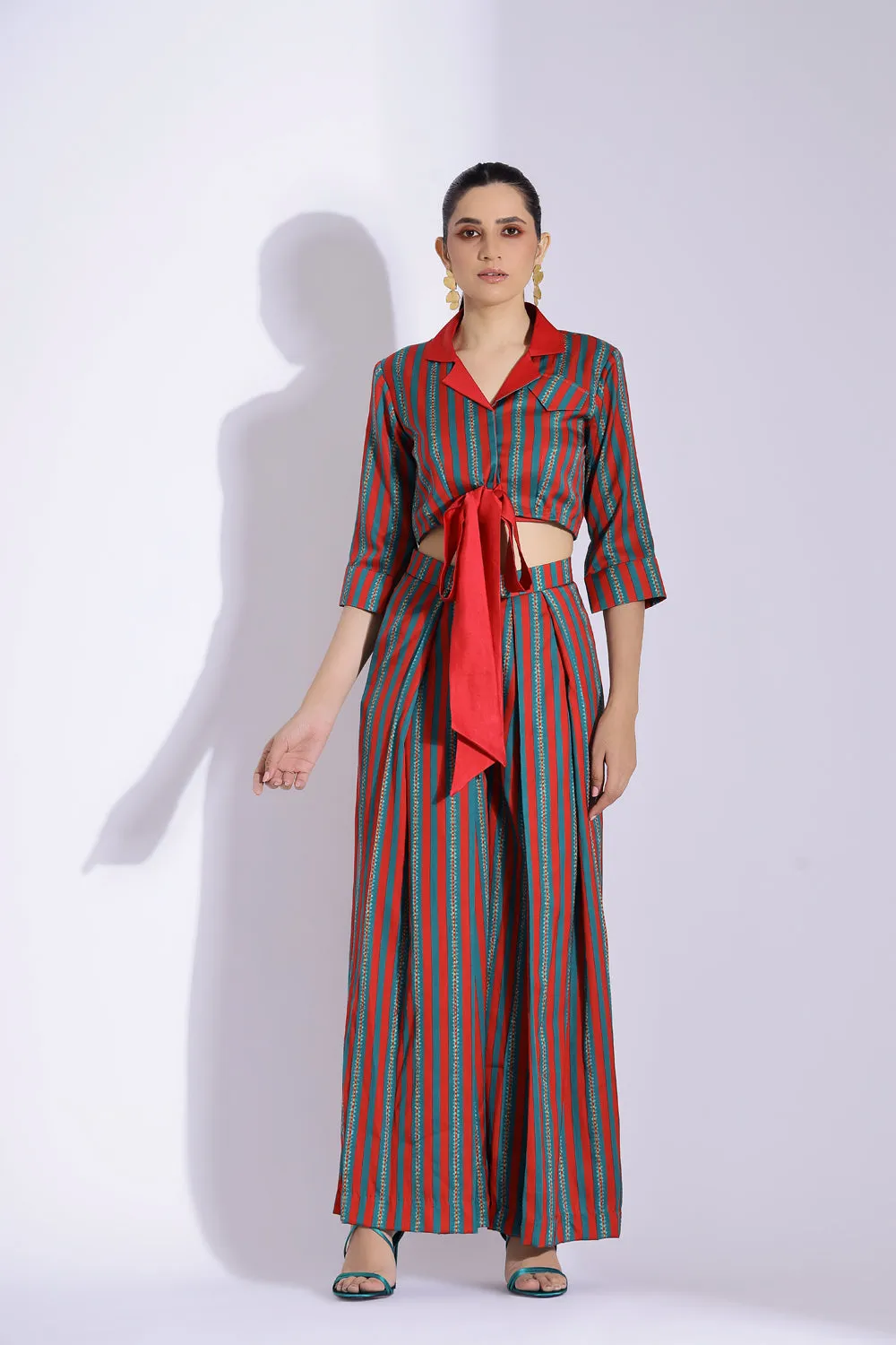 Knot Shirt And Pleated Pants