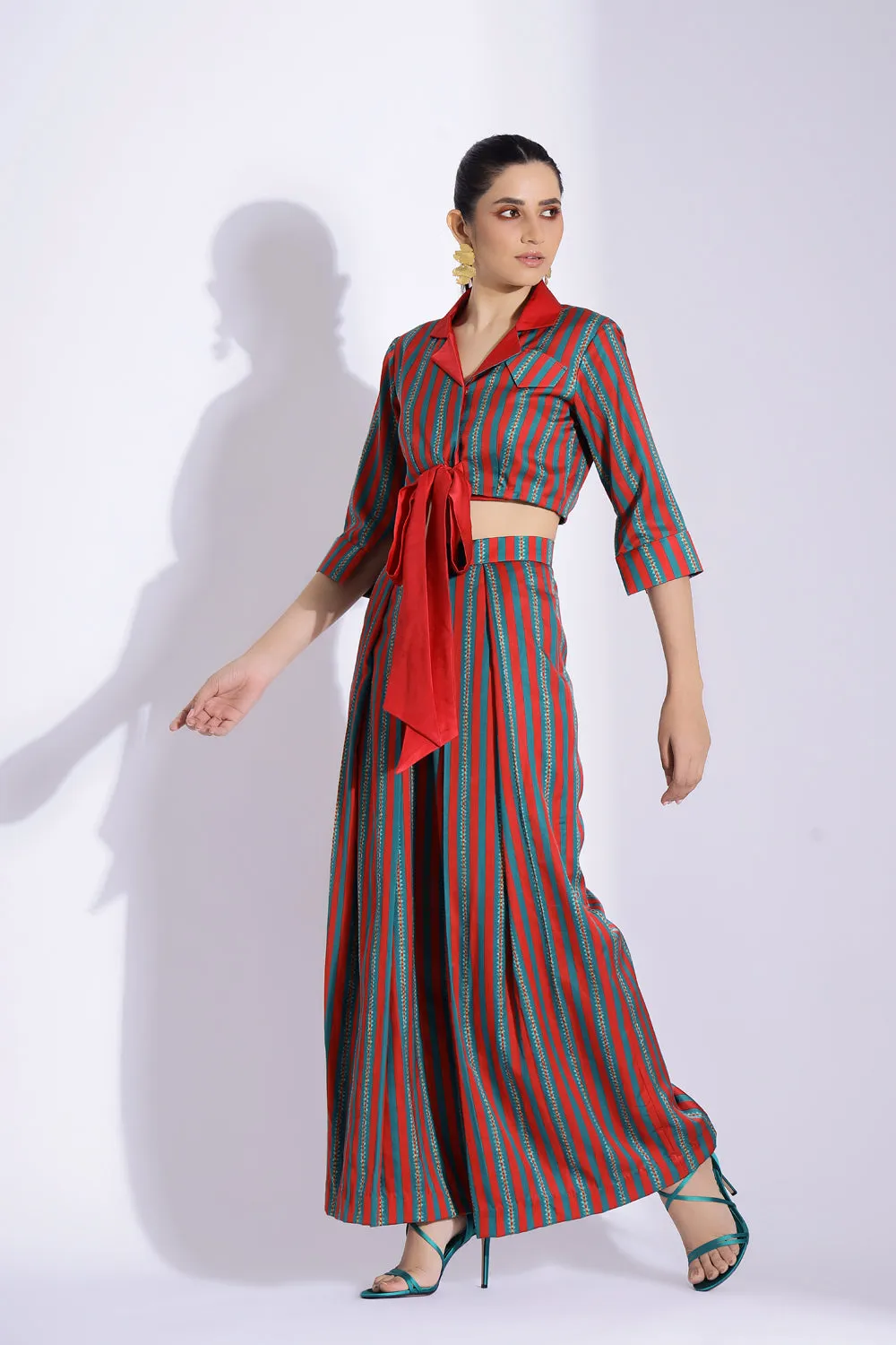 Knot Shirt And Pleated Pants