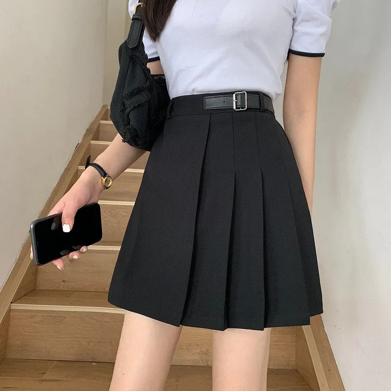 Korean Fashion JK High-waisted Pleated Skirt